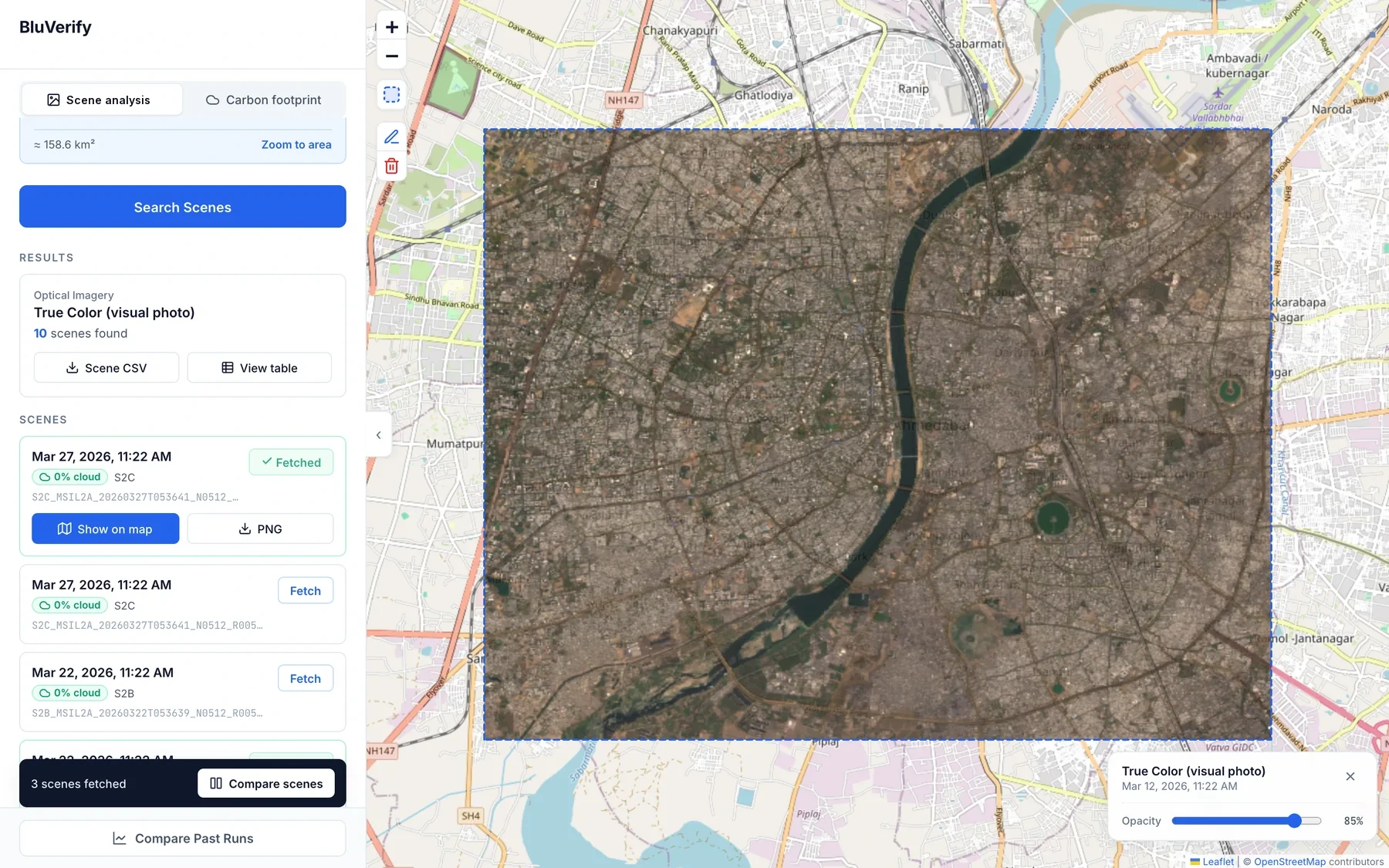 BluVerify interface: True colour capture
